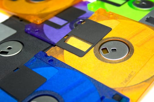 Background consisting of several diskettes of different color