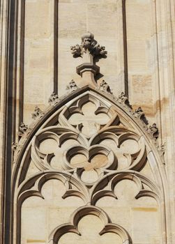 Architectural detail - Gothic window on the Prague castle in Prague.
Prague, Czech republic, Europe.