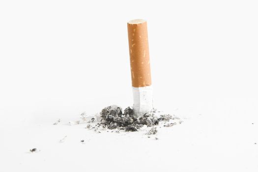 Quit smoking - cigarette butt, smoking concept, over white