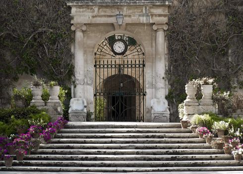 Doorway to San Anton public gardens at the Presidential Palace in Malta