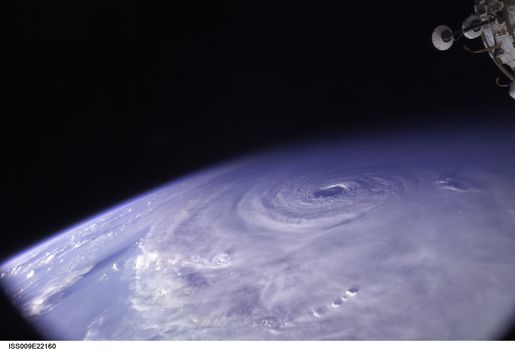 Ivan the Terrible
Date: 09.11.2004
This image of Hurricane Ivan, one of the strongest hurricanes on record, was taken Saturday from an altitude of about 230 miles by Astronaut Edward M. (Mike) Fincke, NASA ISS science officer and flight engineer, looking out the window of the International Space Station. At the time, Ivan was in the western Caribbean Sea and reported to have winds of 160 mph. 

***Image Credit: NASA / yaymicro.com***