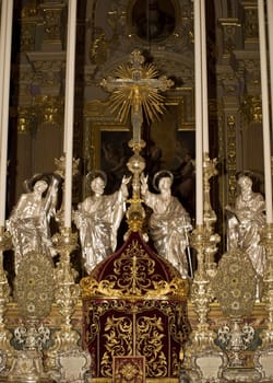 Altar in Malta adorned in gold and silver