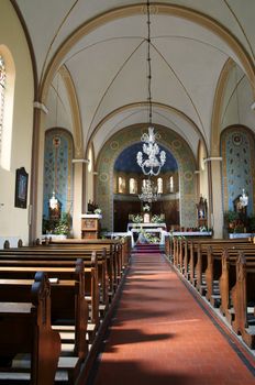  historic church in Poland,with Gothic altar.