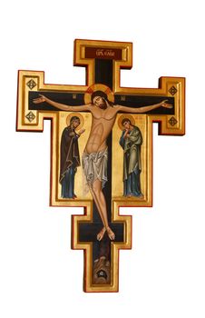 Ikon of Cross Orthodox isolated on white background