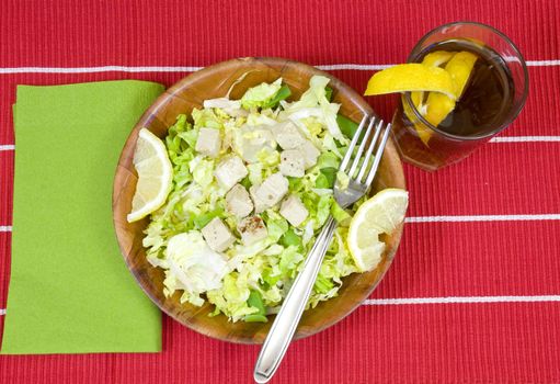 bamboo bowl with yummy fresh salad