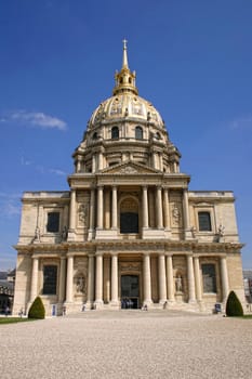 les invalides in paris france with blue sky