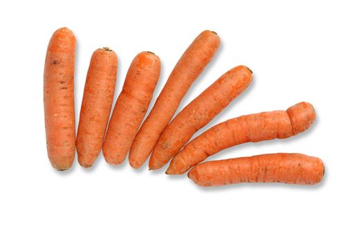 Few carrots isolated on white background with clipping path