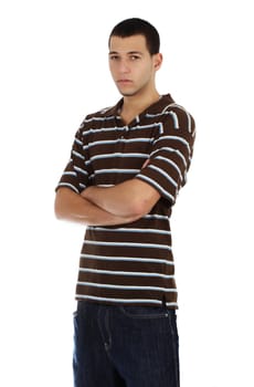 young caucasian man, white background