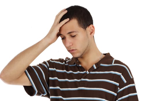 young caucasian man, white background