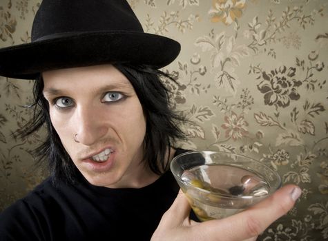 Young Man with a Dark Hat and Martini
