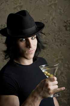Young Man with a Dark Hat and Martini