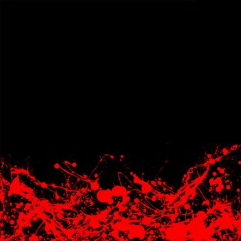 bloody ink splat placed on top of a black background with copy space