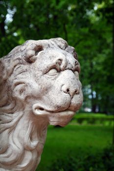 stone lion head - sculpture in Summer garden Saint-petersburg Russia