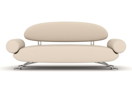 Isolated leather sofa. An interior. 3D image.