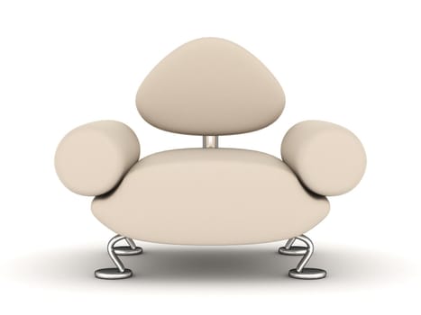 leather armchair on a white background. 3D image.
