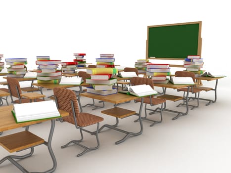 Interior of a school class. 3D image.