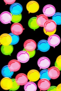 coloured balloons on black background