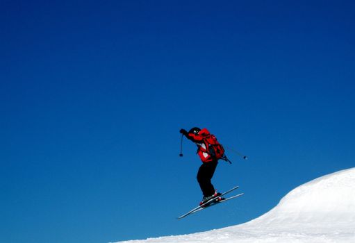 The skiing in the mountain