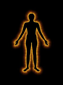 Illustration of a silhouette Glowing human