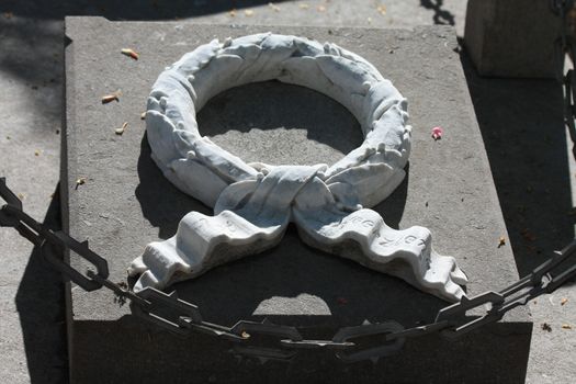 A marble wreath on a grave