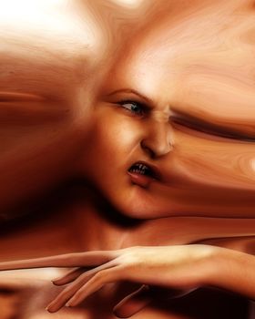 A horrible vampire face that would be good for Halloween and horror concepts.