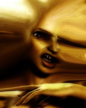 A horrible vampire face that would be good for Halloween and horror concepts.