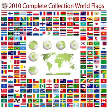 World flags and editable world map, complete collection