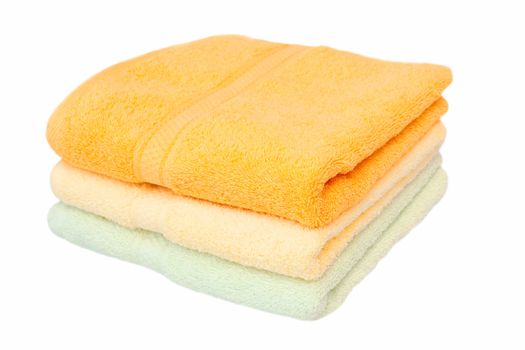 Three towels on the white background