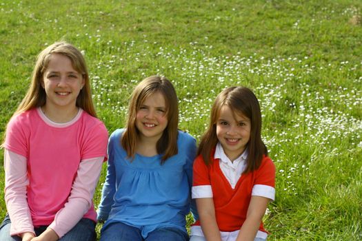 Three sisters enjoying the new springtime weather