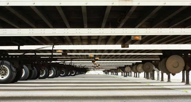 Long view under trailers