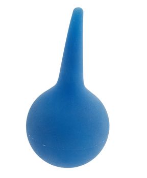 The blue enema on the white background
