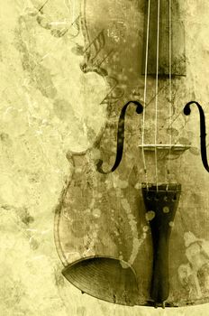 grunge music background with old fiddle