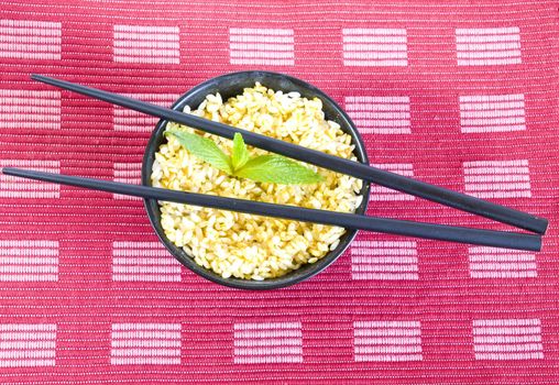 curry rice bowl with chopsticks