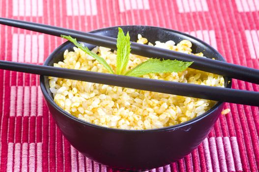 rice curry bowl with chopsticks