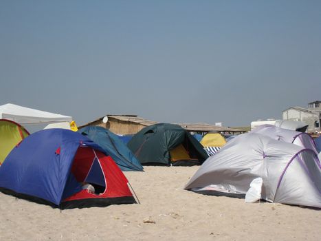 A beach full of tents