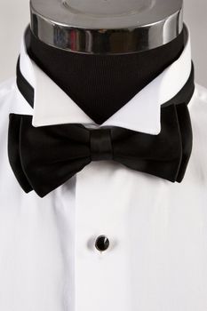 front view of bow tie and ceremony shirt