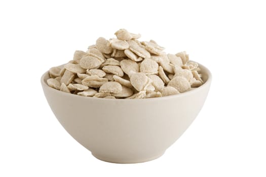 front view of cereals bowl on white background