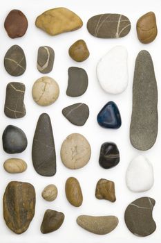 front view of few colored stones arranged