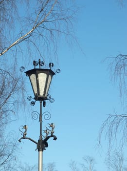 Lantern on quay of Onega in Petrozavodsk, Russia     