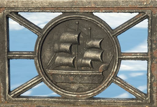 A fragment of a fence on quay of Petrozavodsk, Russia      