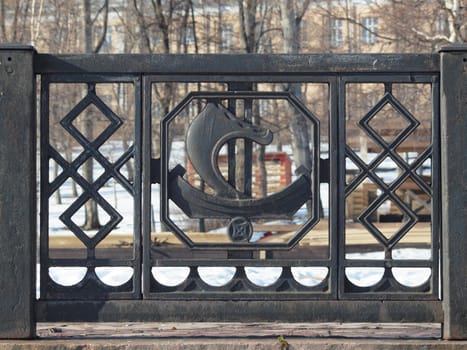 A fragment of a fence on quay of Petrozavodsk, Russia        