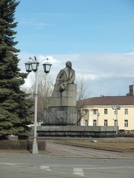 Monument to Vladimir Lenin in Petrozavodsk city (capital city of the Karelia Republic). Russia.         