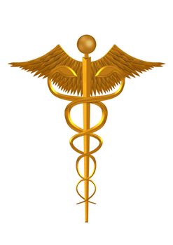 Illustration of a golden medical symbol
