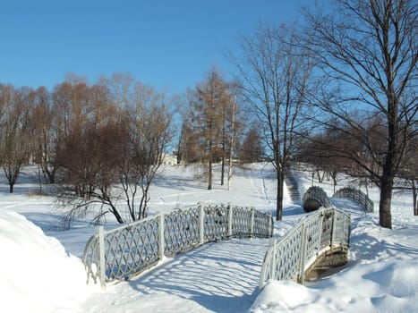 The bridge in park. Petrozavodsk, Russia.        