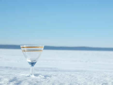 Glass on a snow      