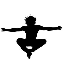man jumping and dancing on isolated background