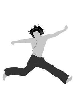 jumping young man on isolated background