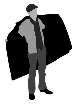 man showing coat on isolated background