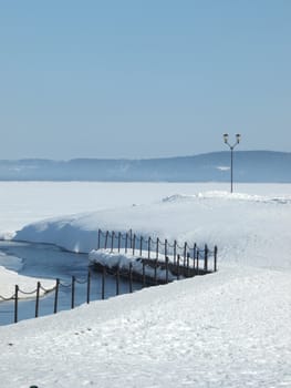 Quay of Onega lake in Petrozavodsk, Russia      
