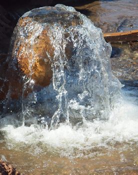 Water flows from a pipe      